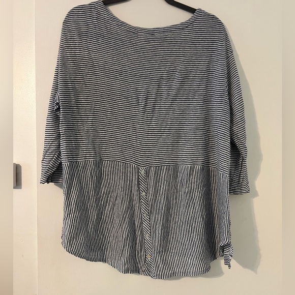 Adrienne Vittadini 100% Linen striped  3/4 Sleeve Tunic (J107) - Picture 8 of 9